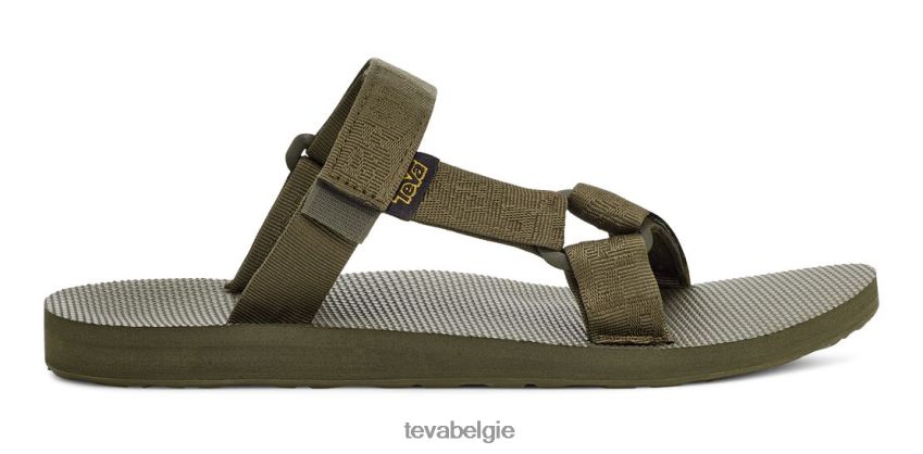 universele donkerolijfgroene glijbaan met textuur Teva P80FL0357 schoenen teva textuur donker olijfgroen